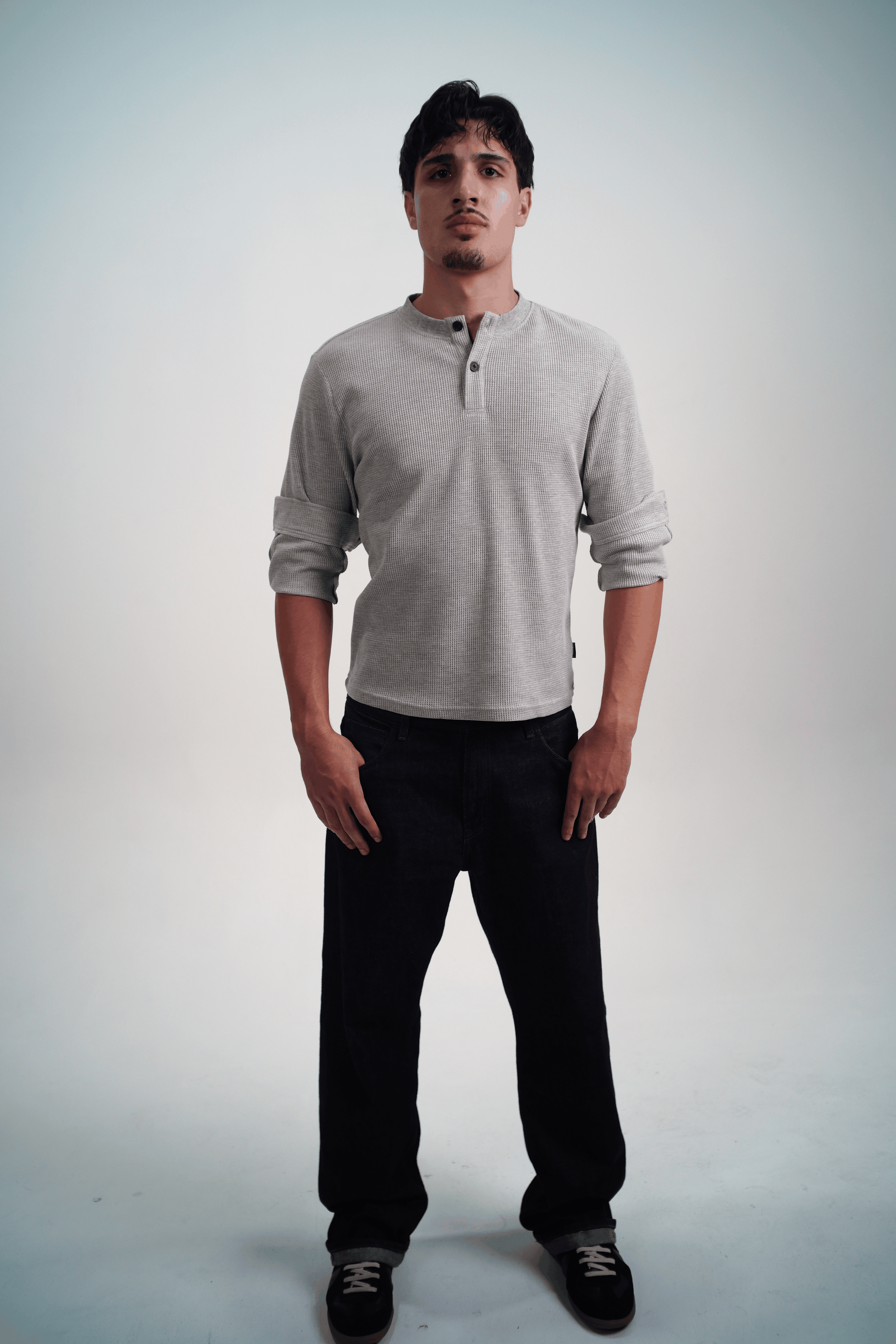 Waffle Henley Heather Grey