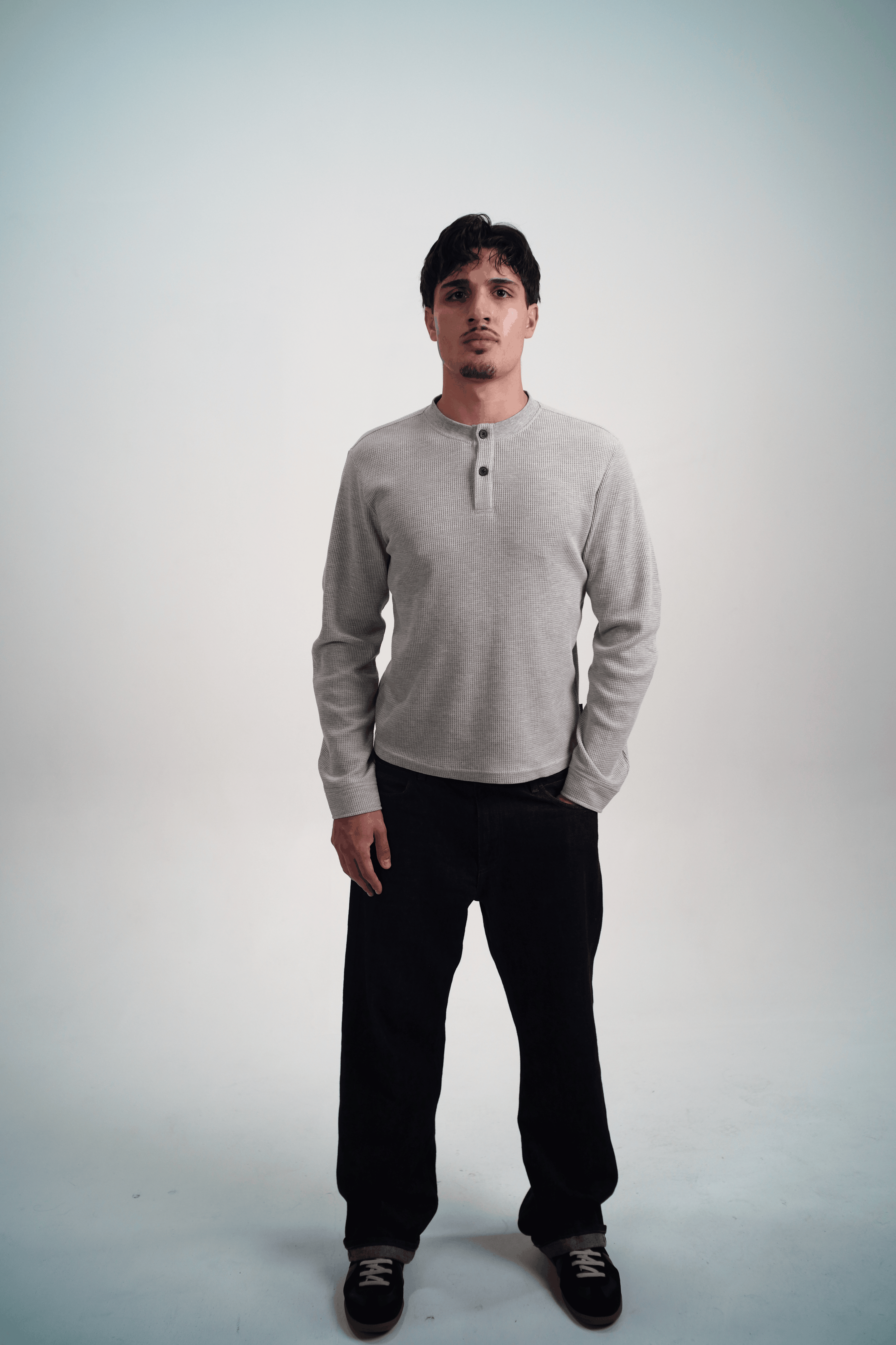 Waffle Henley Heather Grey